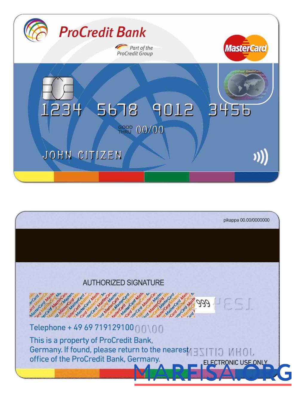Printable Germany ProCredit Bank MasterCard sample